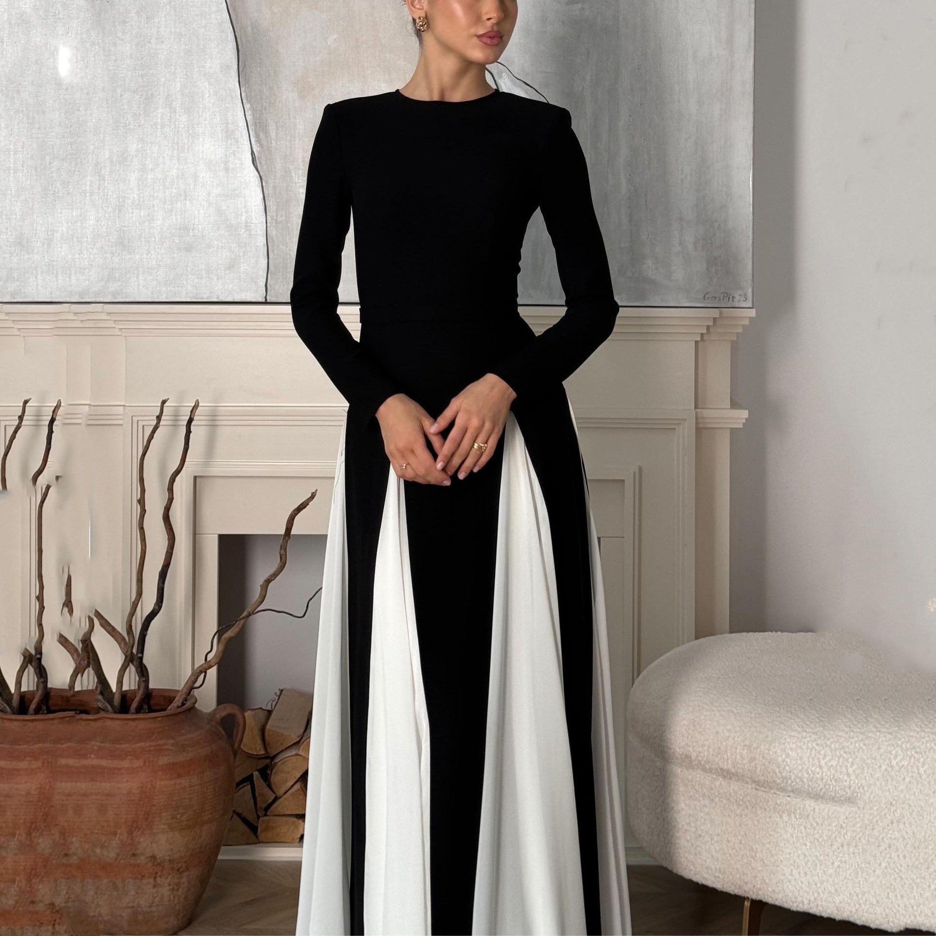 Elegantes Schwarz-Weiß Abendkleid für besondere Anlässe
