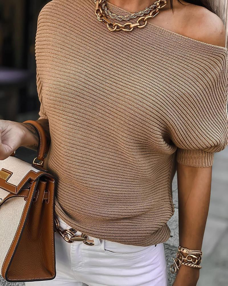 Simple casual sweater with half sleeves