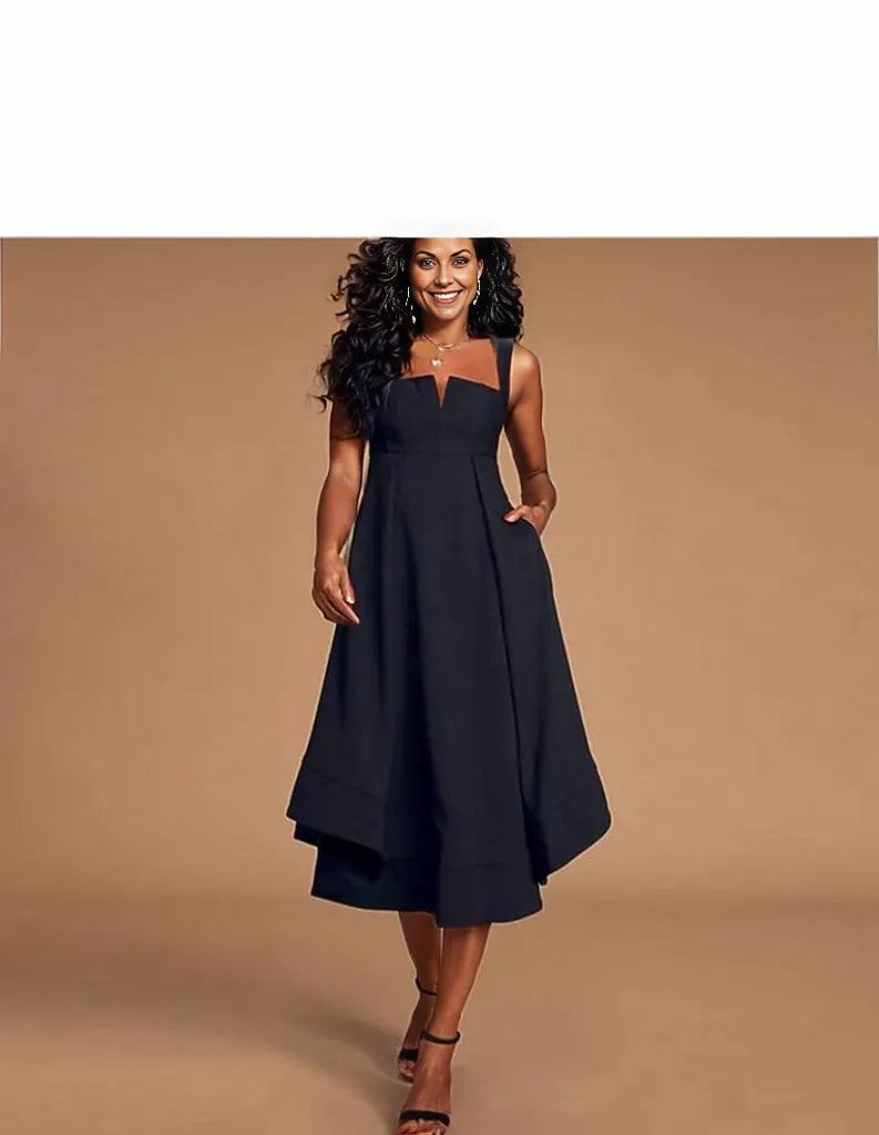 Chic midi dress with empire waist and straps