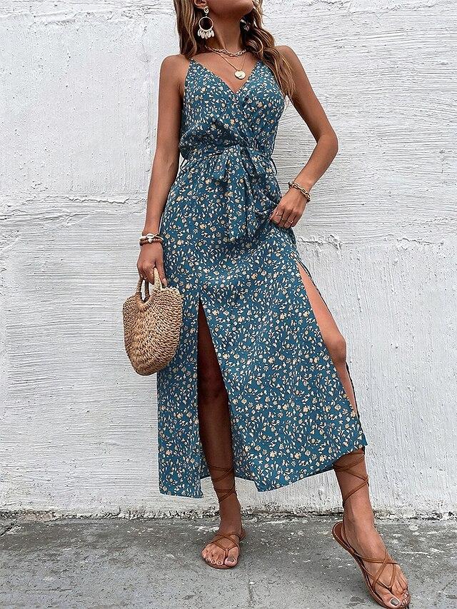 Fresh sleeveless midi dress with print