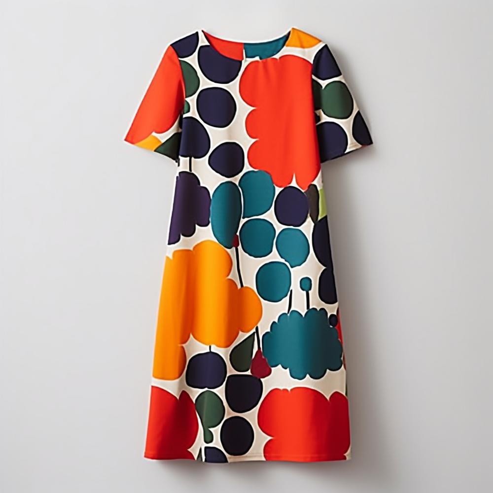 Attractive midi dress with short sleeves and print