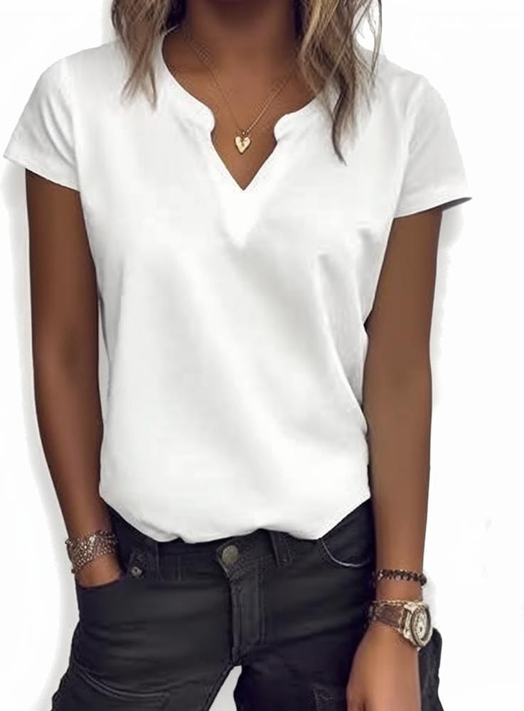 Plain white basic top with short sleeves