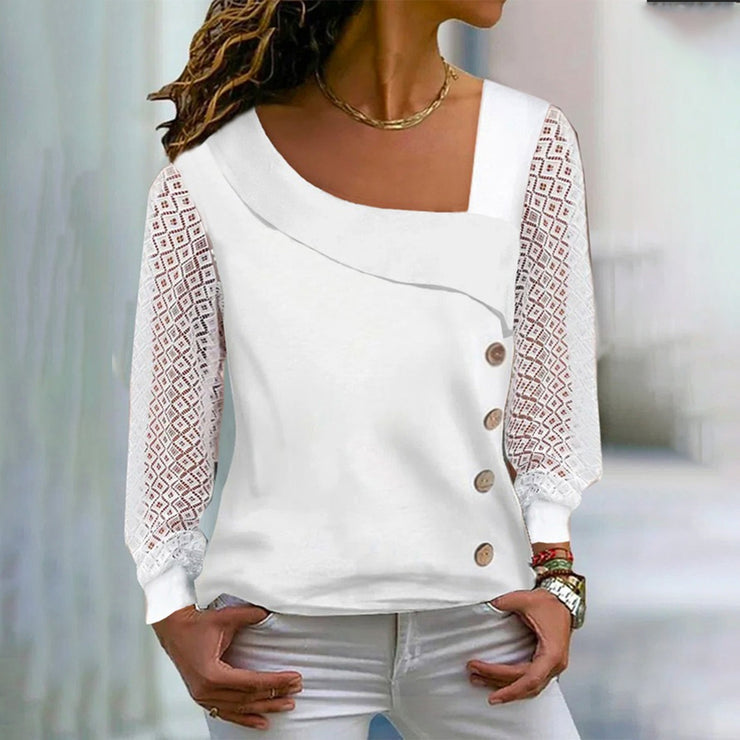 White solid color long sleeve top