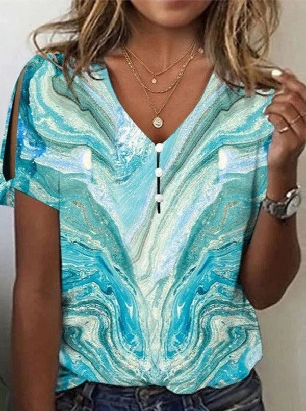 Dreamy Blue Print Short Sleeve Top