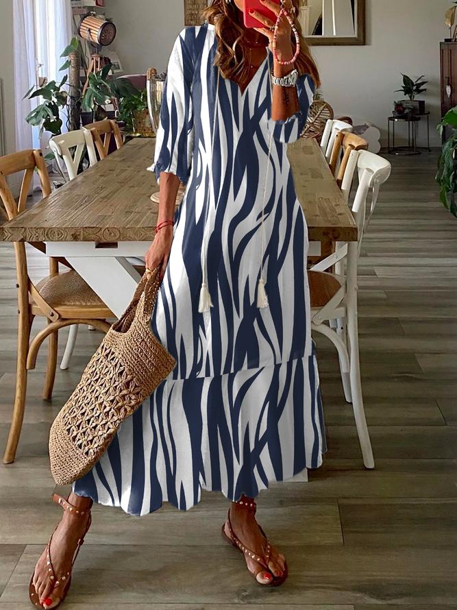 Groovy Blue Print Midi Dress