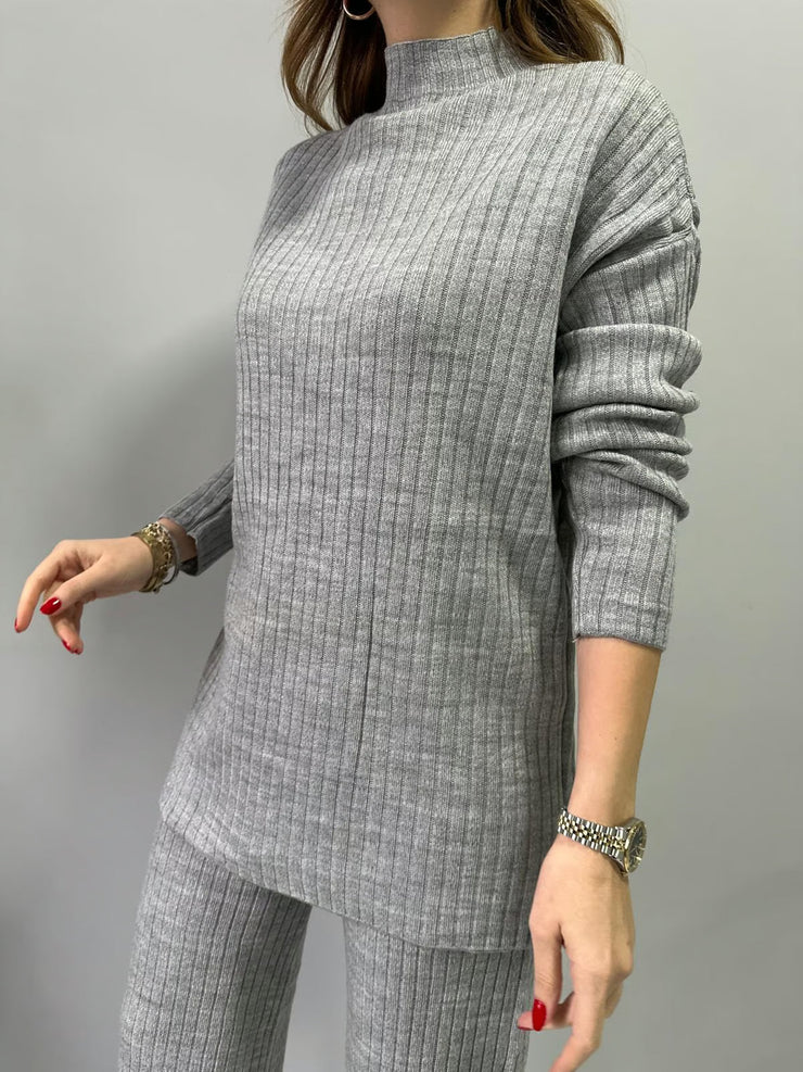 Grey long sleeve two-piece set