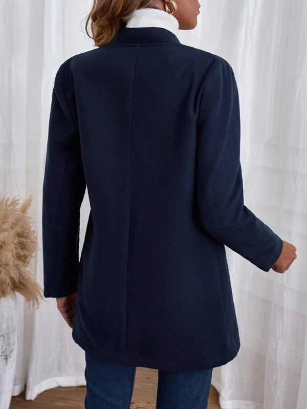 Navy blue long sleeve monochrome outerwear