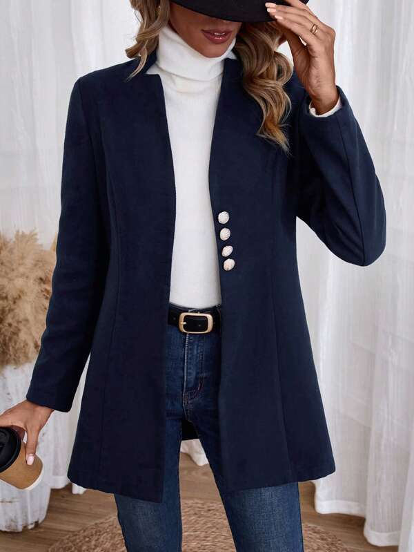 Navy blue long sleeve monochrome outerwear