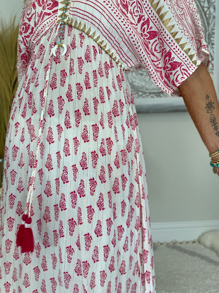 Sweet pink maxi dress with half sleeves