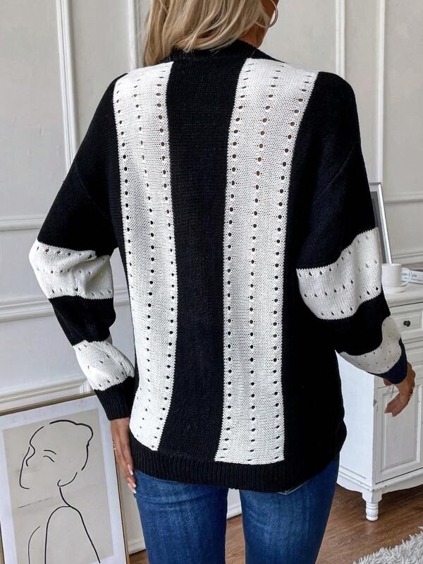 Black and white Color Block Pullover