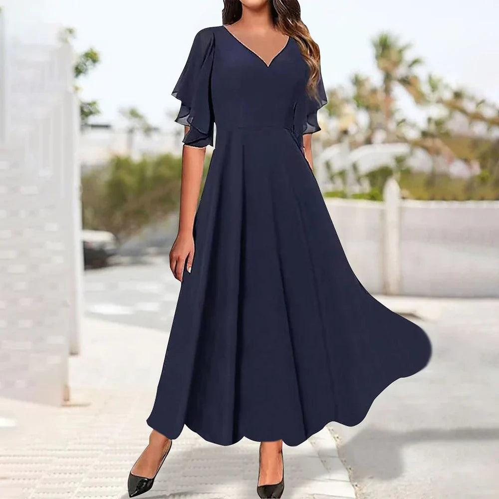 Navy Flair Midi Dress