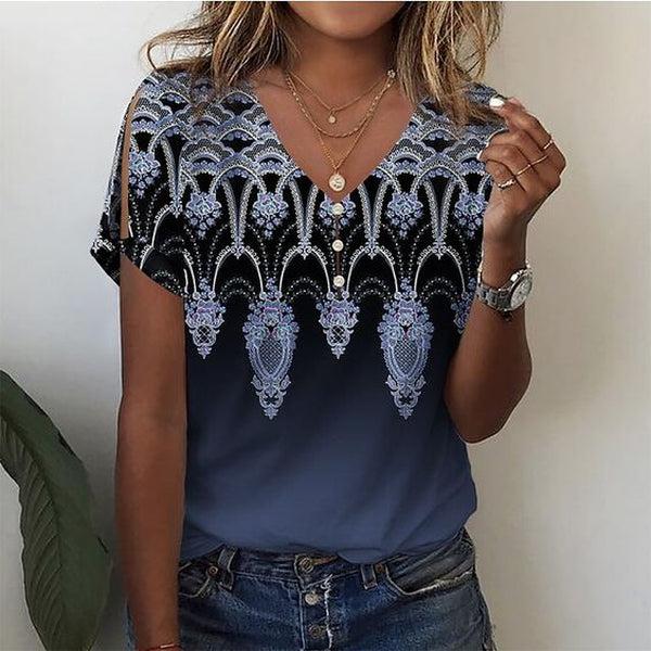 Chic short sleeve navy top