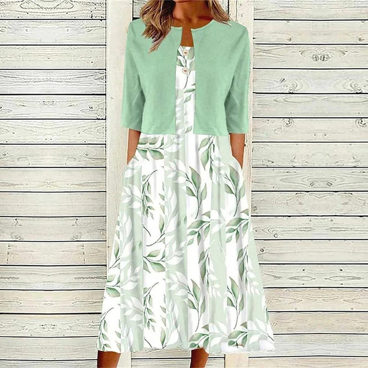 Green midi dress with side pockets