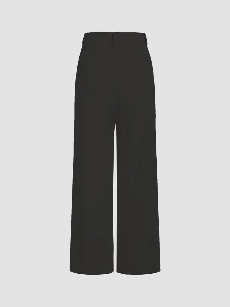 Black Elegant Wide Cut Office Pants