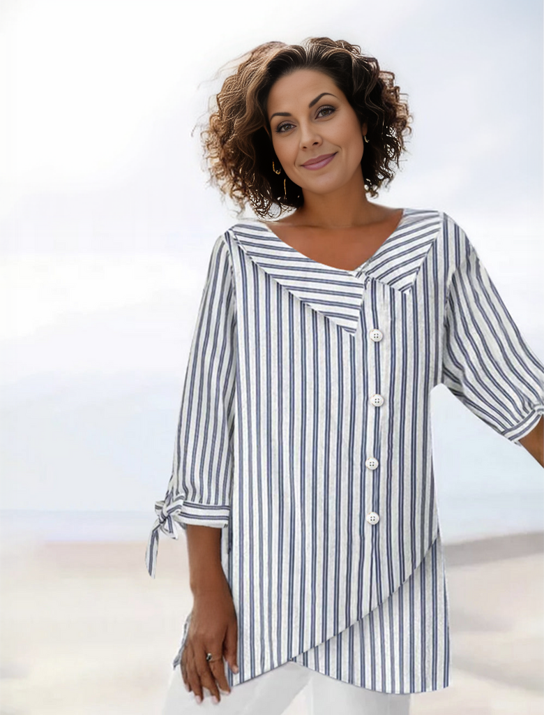 Chic striped 3/4-sleeve top