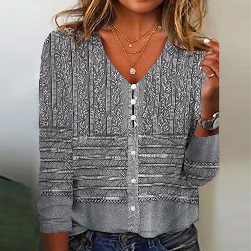 Grey long sleeve print top