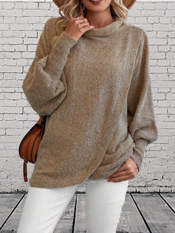 Comfortable solid colour sweater with turtleneck