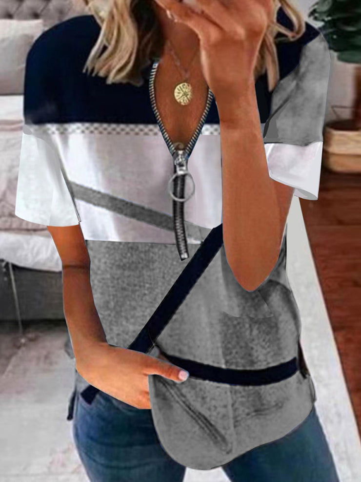 Grey short sleeve print top