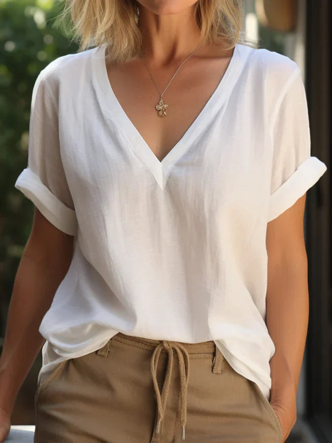 Clear White V-neck