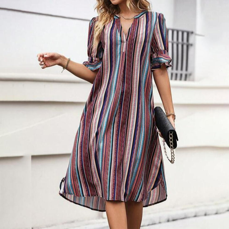 Chic multicolor striped midi dress