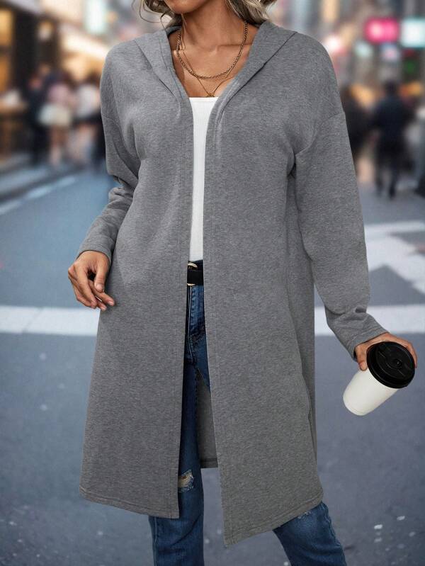 Grey solid color hoodie Outerwear