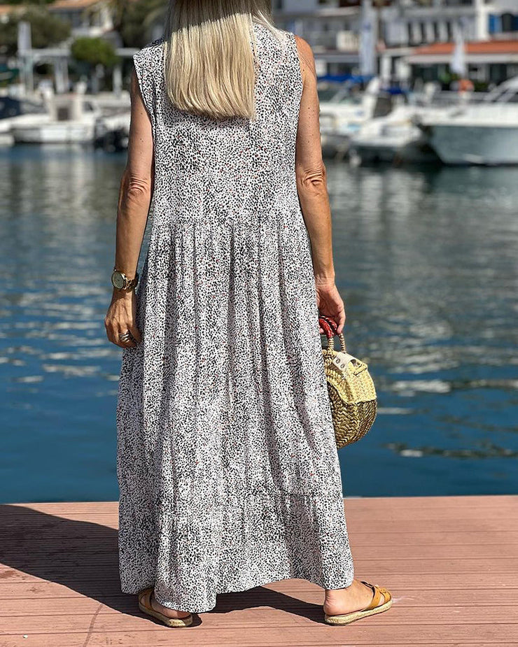 Baggy V Neck Sleeveless Maxi Dress