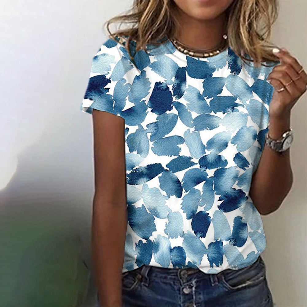 Blue printed short sleeve top