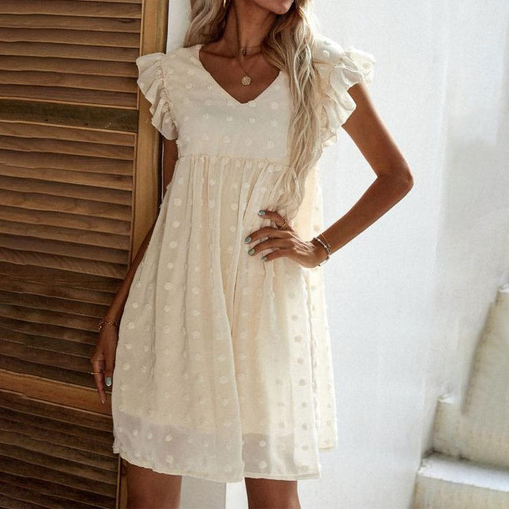 Simple mini dress with V-neck