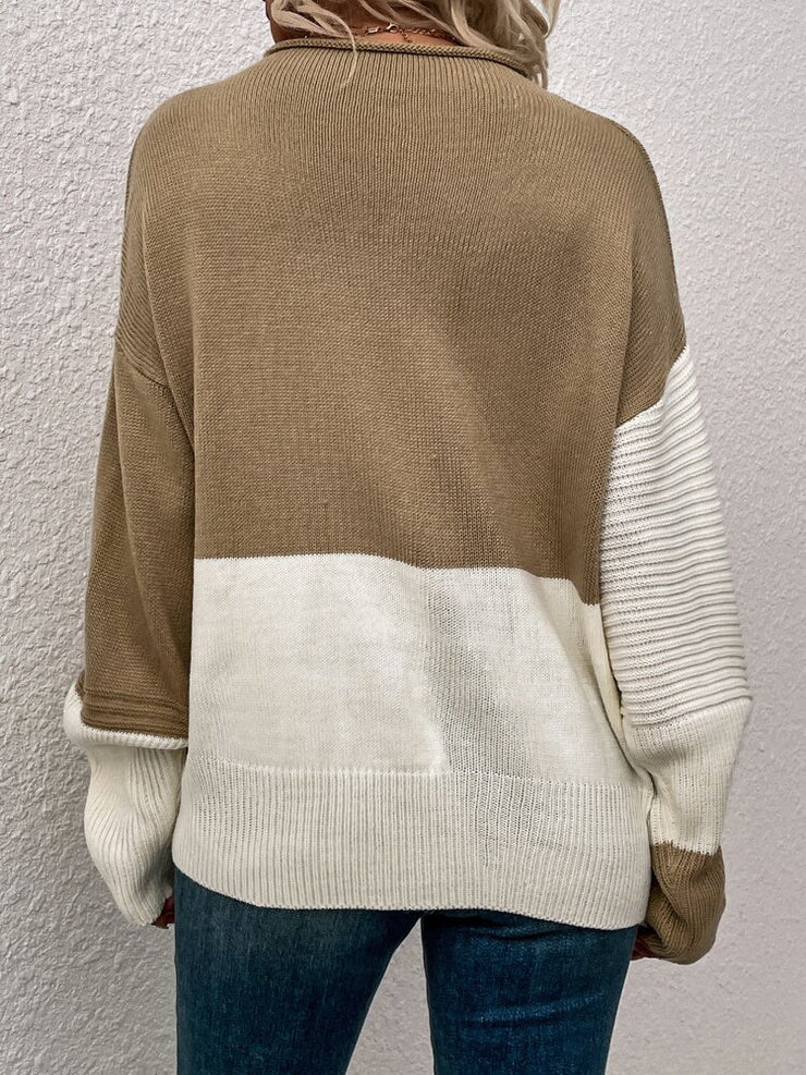 Trendy Color Block Long Sleeve Pullover