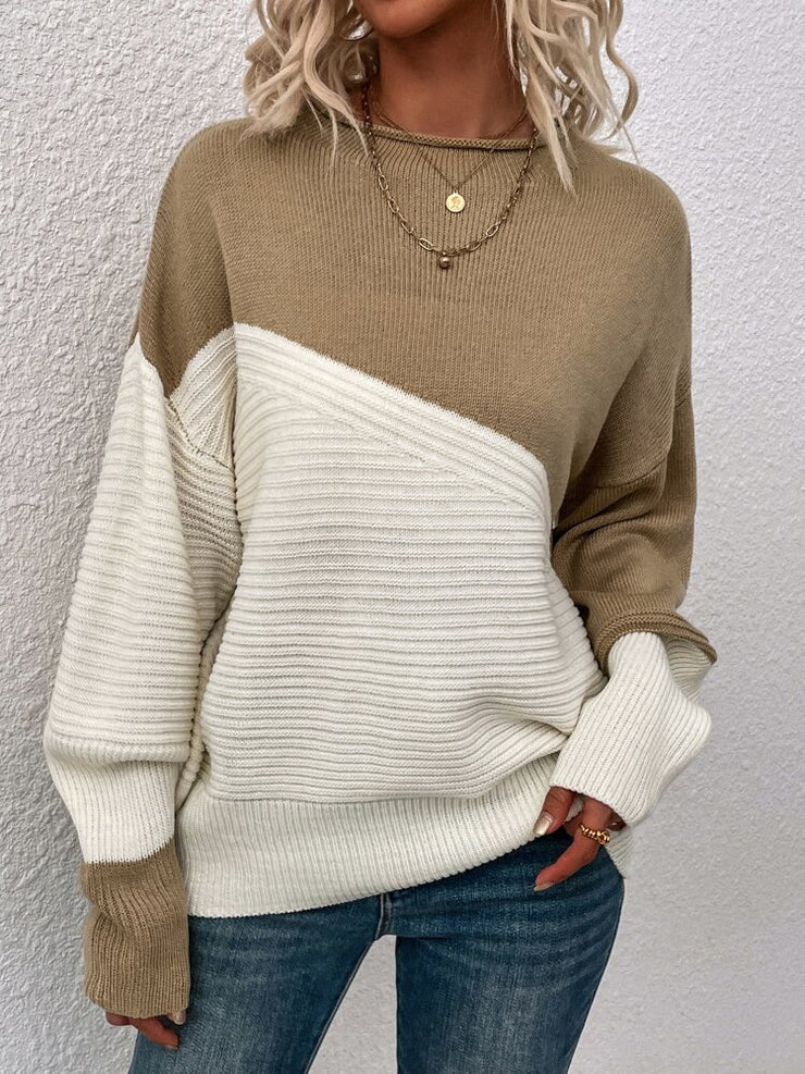 Trendy Color Block Long Sleeve Pullover