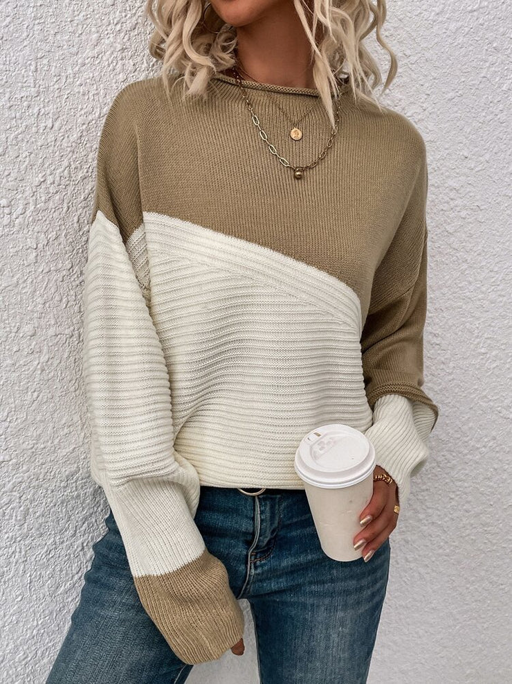 Trendy Color Block Long Sleeve Pullover