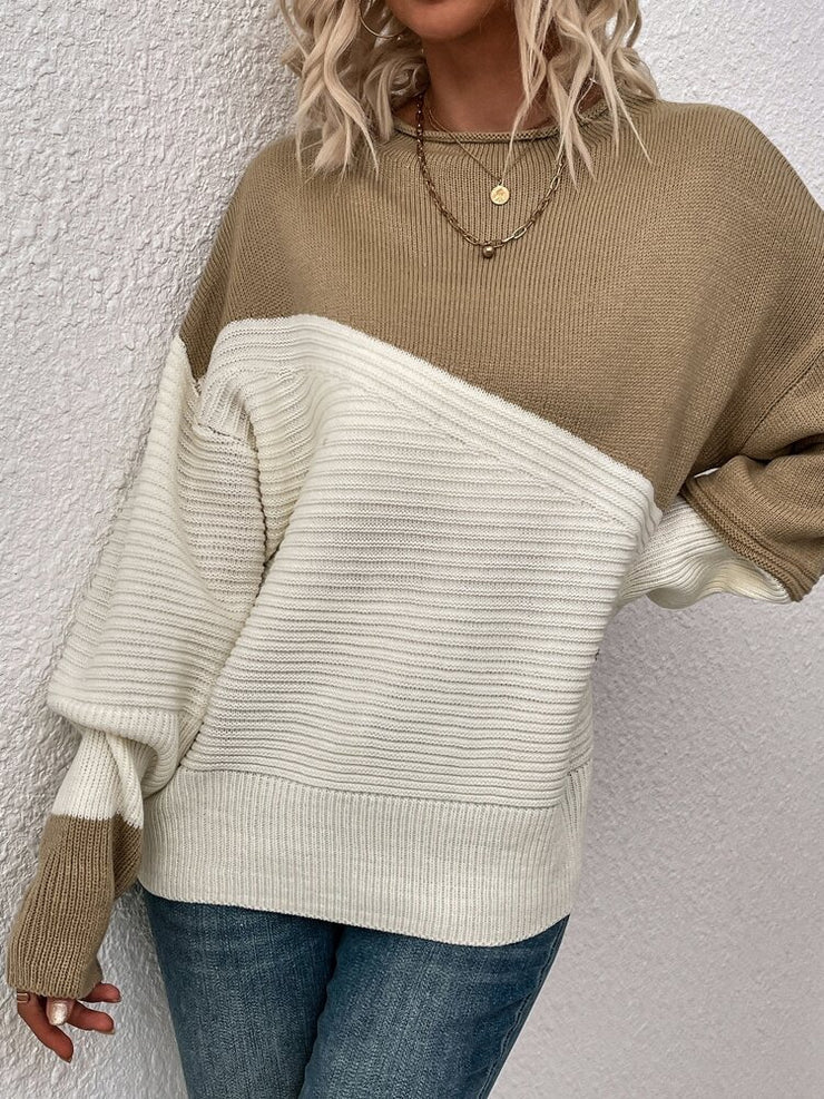 Trendy Color Block Long Sleeve Pullover