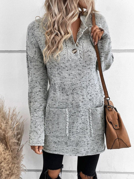 Elegant long sleeve V-neck sweater