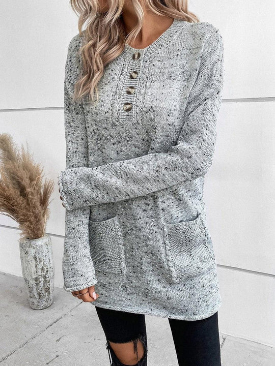 Elegant long sleeve V-neck sweater