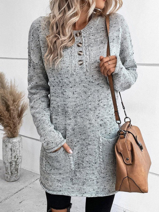 Elegant long sleeve V-neck sweater