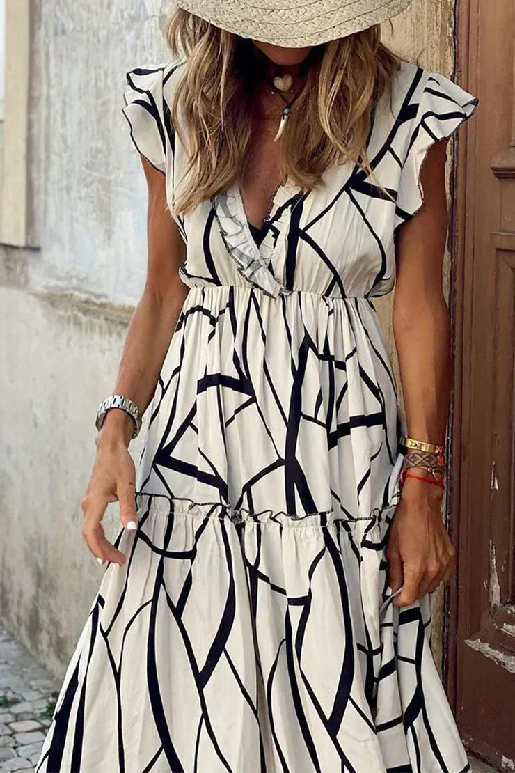 Vintage maxi dress with short sleeves