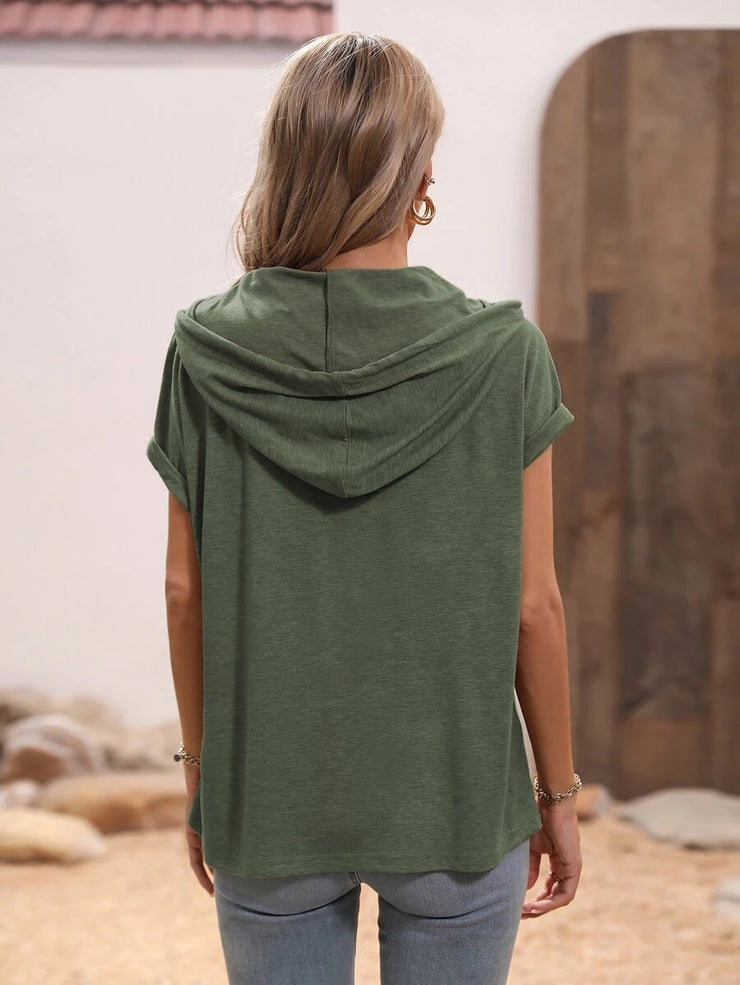 Green monochrome short sleeve hoodie