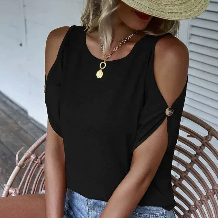 Stylish monochrome black top with straps