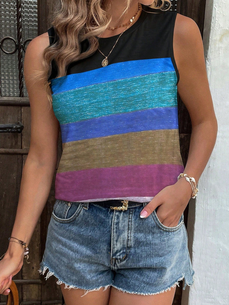 Chic sleeveless color block top