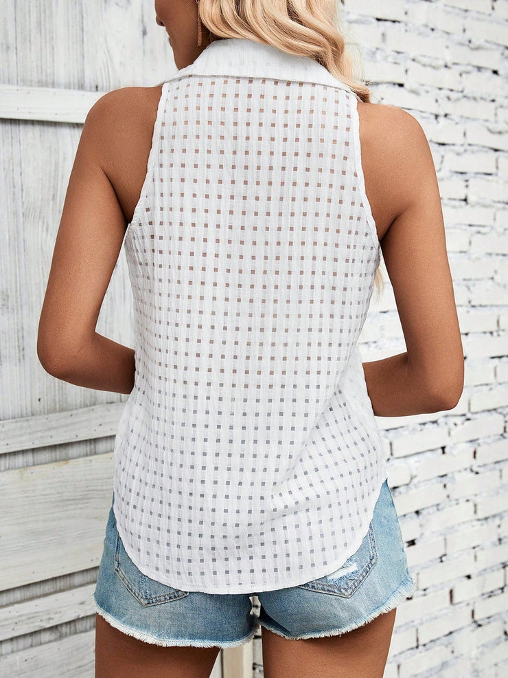 Airy monochrome sleeveless tank top