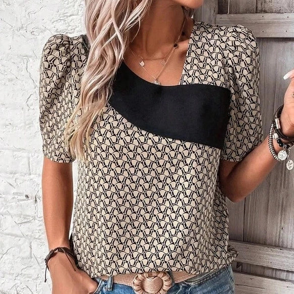 Stylish short sleeve print top