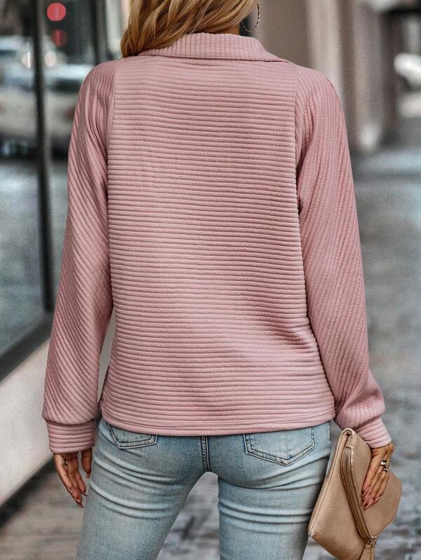 Pink plain top with V-neck