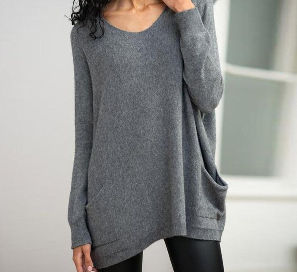 Simple grey solid color sweater