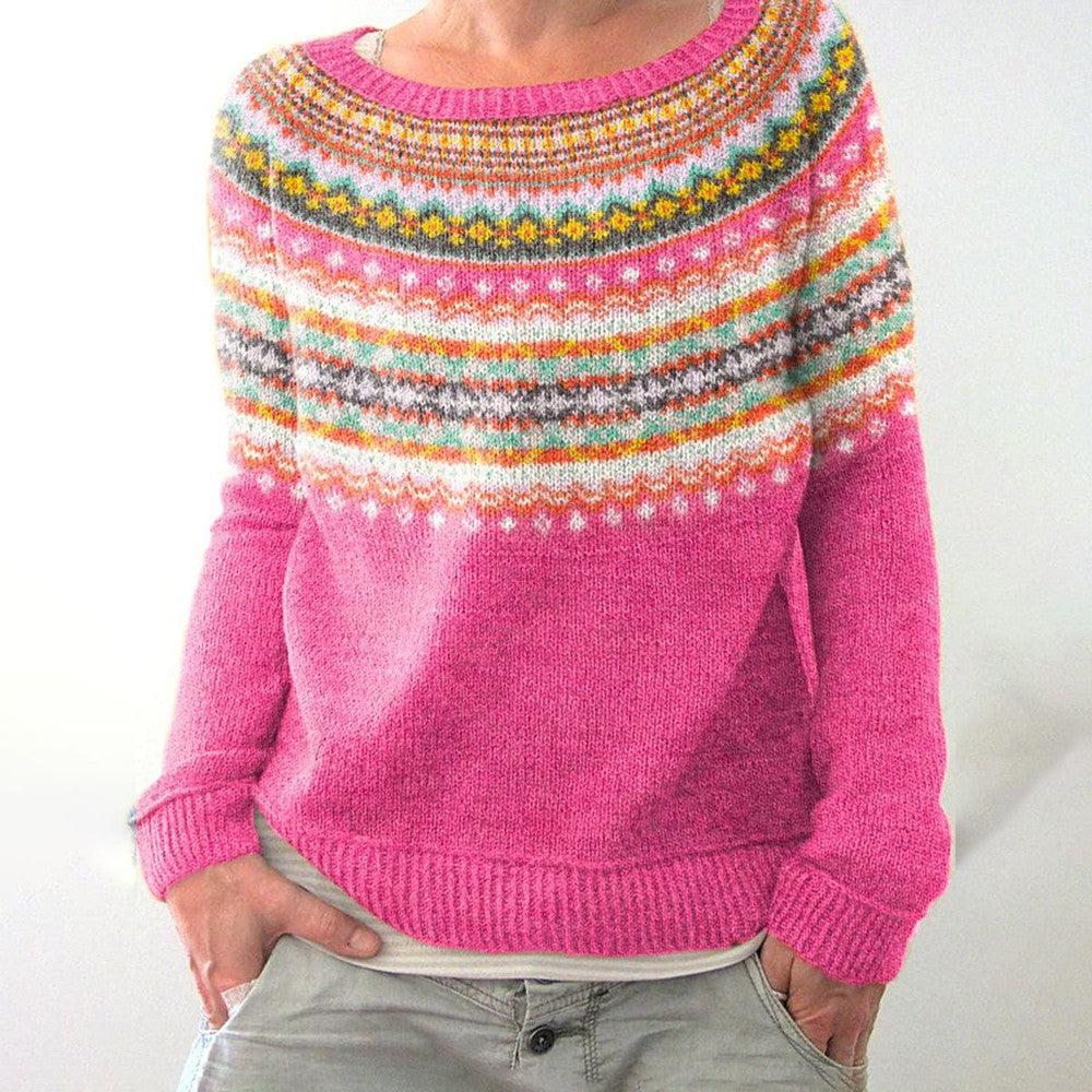 Sweet pink crew neck sweater with print