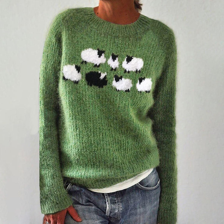 Green printed sweater with long sleeves