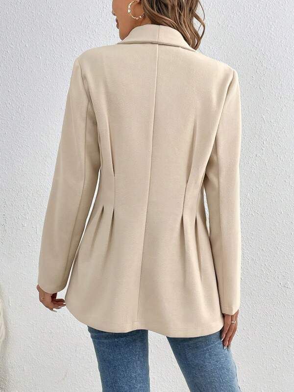 Apricot Solid Color Long Sleeve Lapel Jacket