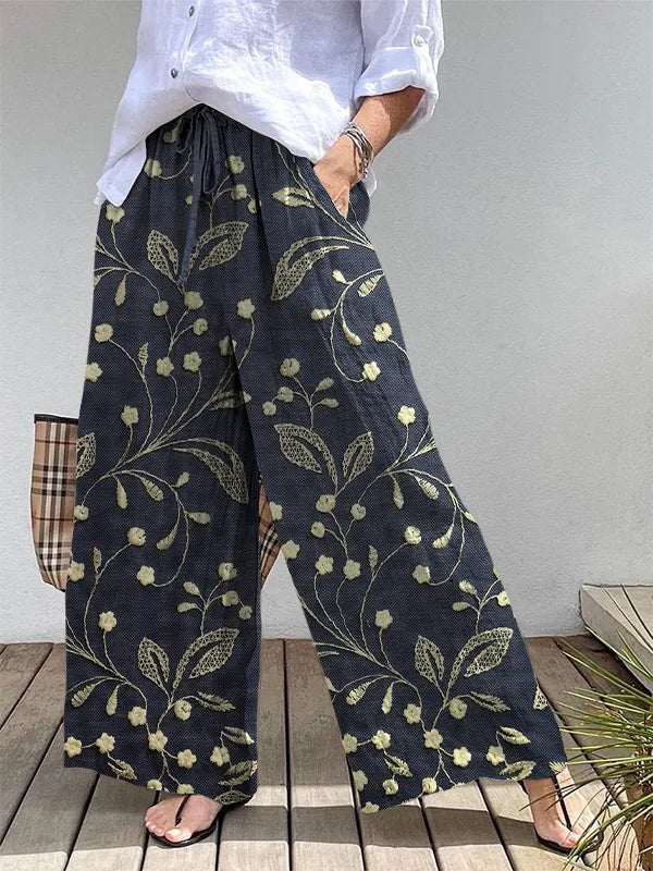 FloralWeave Palazzo Pants