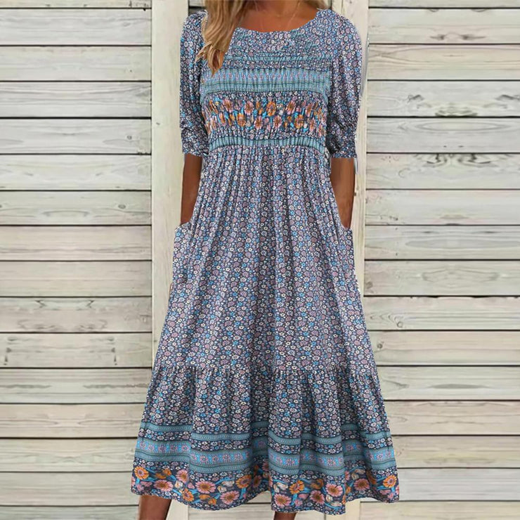 Boho Floral Midi Dress