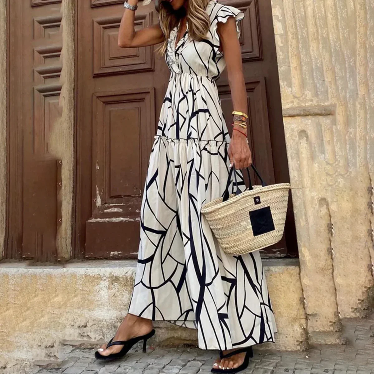 Graphical Sleeveless Maxi