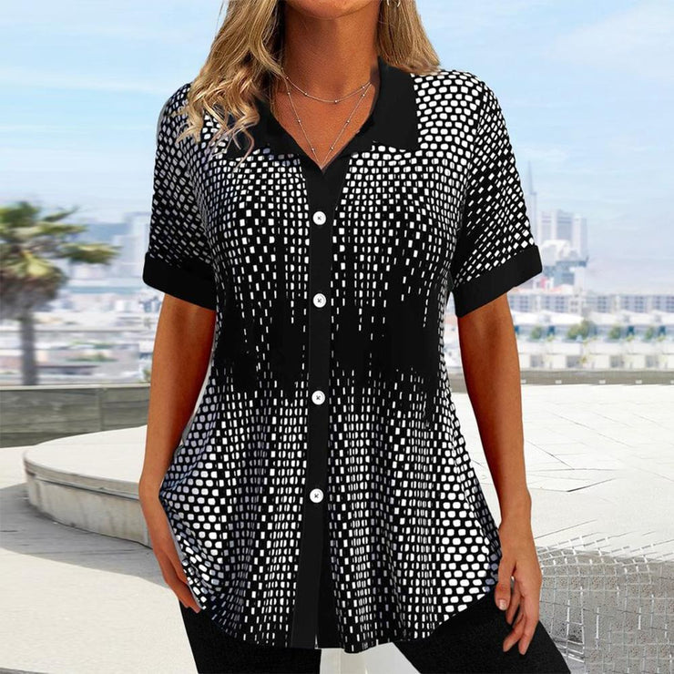 Black printed short sleeve top